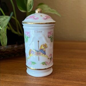 Lenox Porcelain Carousel Horse Clove Spice Jar - White and Gold